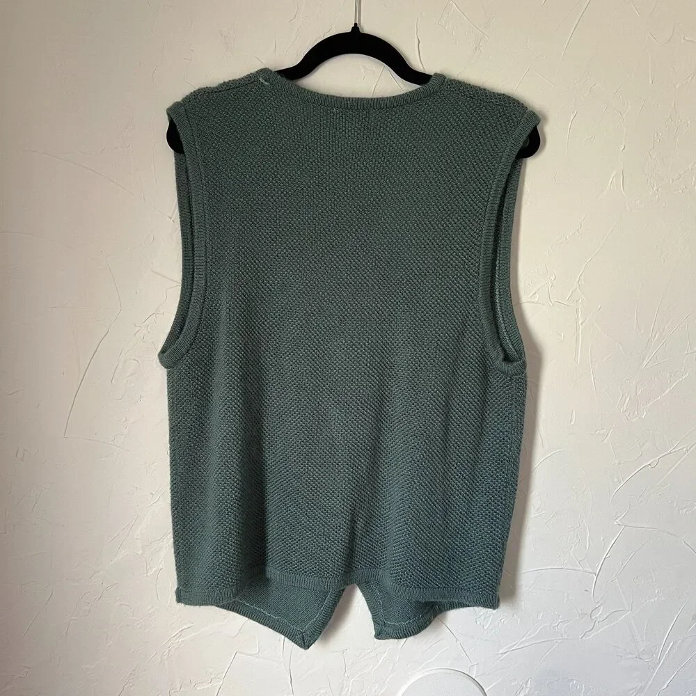 VTG Koret Teal Knit Sweater Vest Embroidered Wool Blend‎ Cottagecore Boho Size S